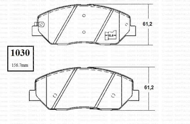 1030 Juego Pastillas De Freno Delanteras Hyundai Kia Maxus Ssangyong
