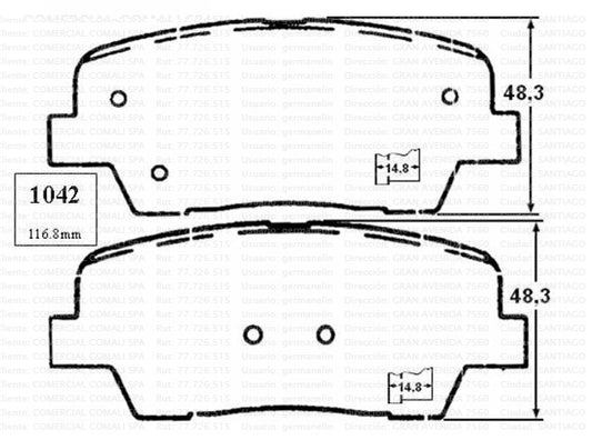 1042 JGO. PASTILLAS DE FRENO TRASERAS HYUNDAI KIA MAXUS SSANGYONG