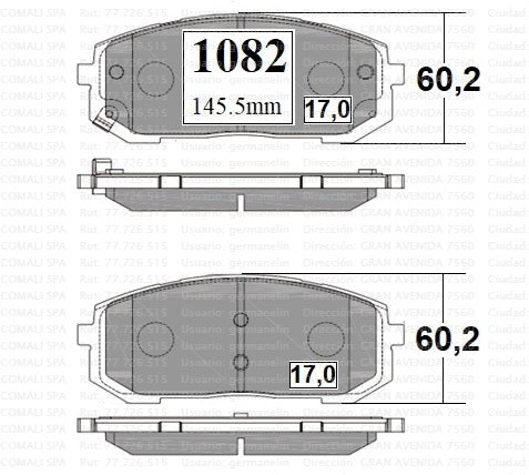 1082 JGO.PASTILLAS DE FRENO DELANTERAS HYUNDAI TUCSON SONATA KIA SPORTAGE 21/ 2.0 GTX GOLD (1669)