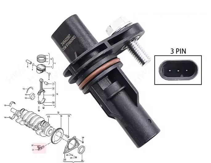 SENSOR DE POSICION CIGUEÑAL CHEVROLET GROOVE 21/24 N300 20/22 1.5 3 PINES (24542267)