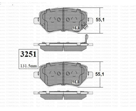 3251 Juego Pastillas De Freno Delanteras Gtx Gold (1613)
