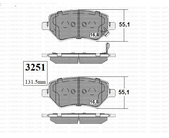 3251 Juego Pastillas De Freno Delanteras Gtx Gold (1613)