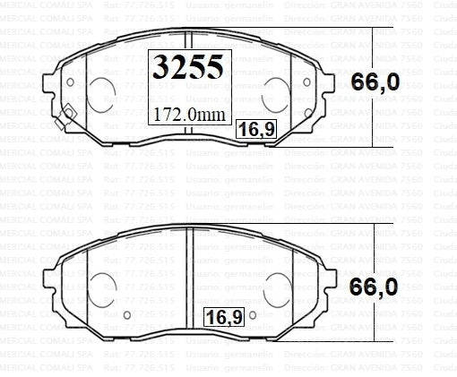 3255 JGO. PASTILLAS DE FRENO DELANTERAS CHANGAN HUNTER PEUGEOT LANDTREK 21/ 1.9 GTX GOLD (1557)