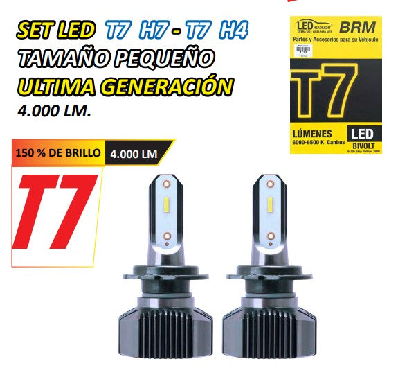 H-4 SET AMPOLLETA T7 LED BRM BASE CHICA 4.000 LM C/CANBUS (3743)