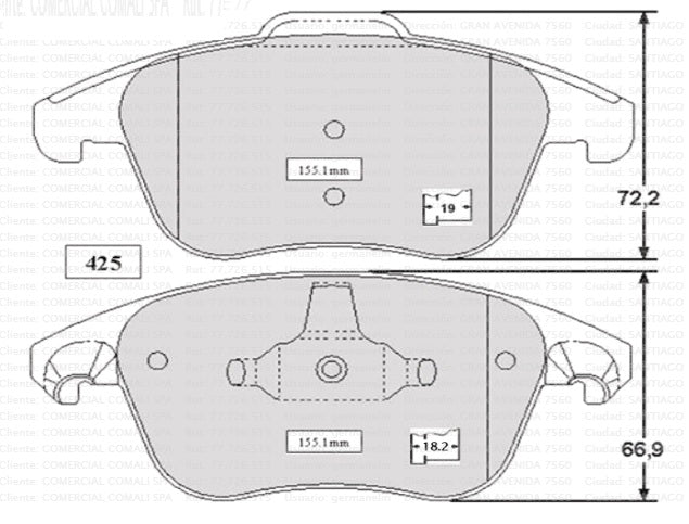 425 Juego Pastillas De Freno Delanteras Citroen Mg Peugeot Ram