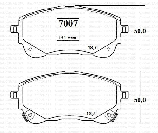 7007 JGO. PASTILLAS DE FRENO DELANTERAS TOYOTA COROLLA 11/ 1.6,1.8 2.0 GTX GOLD CERAMICA (1632) PF-C-29450-GTX