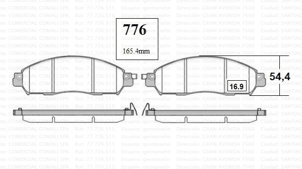 776 JGO. PASTILLAS DE FRENO DELANTERAS NISSAN NP300 15/21 RENAULT ALASKAN 17/ ZNA DF6 22/ GTX GOLD CERAMICA  (1340)