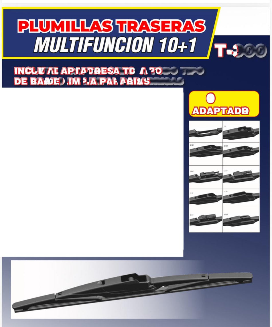 PLUMILLA BRM TRASERA FLAT 12 PULG CON ADAPTADORES