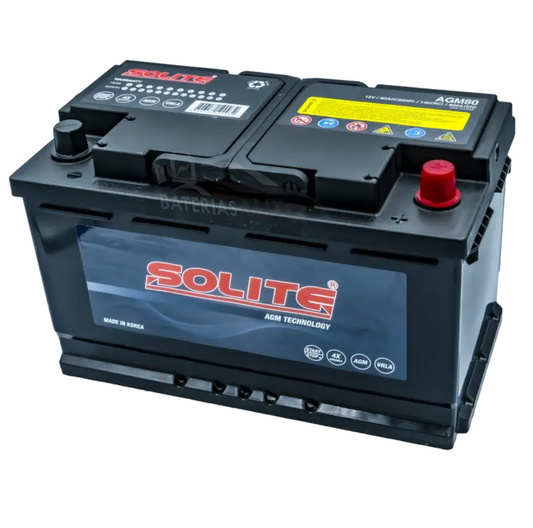 Bateria  Solite 80Amp. Agm80 (Cca800) Start Stop - +