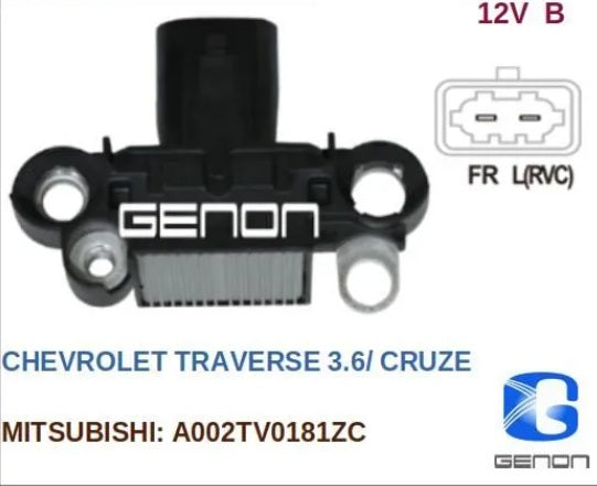 REGULADOR MITSUBISHI 12V GNRM112 CHEVROLET TRAVERSE V6 3.6L CRUZE MALIBU  IM760 VRH2009220 13506432 13056528 13534116 A002TV0181ZC