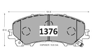 778 JGO. PASTILLAS DE FRENO DELANTERAS GTX GOLD CERAMICA NISSAN XTRAIL 2015/ (1376)