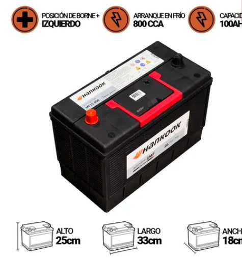 BATERIA HANKOOK 100AMP.MF31-800 (CCA800)
