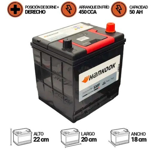 Bateria Hankook 50Amp.Mf50D20L (Cca450) - +