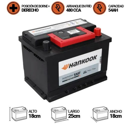 Bateria Hankook 55Amp Mf55457 (Cca480) - +