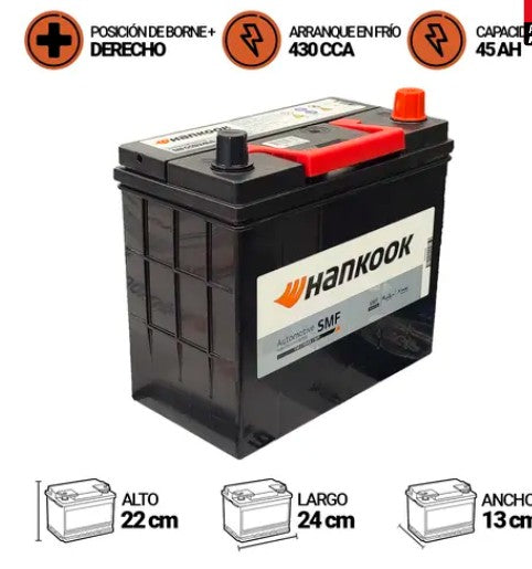 Bateria Hankook 45Amp.Mf55B24Ls (Cca430)