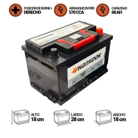 Bateria Hankook 68Amp.Mf56828 (Cca570)