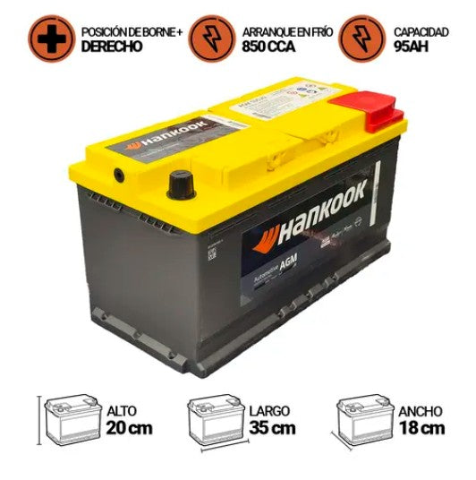 BATERIA HANKOOK 95AMP. AGM 59520 LN5 (CCA850) - +
