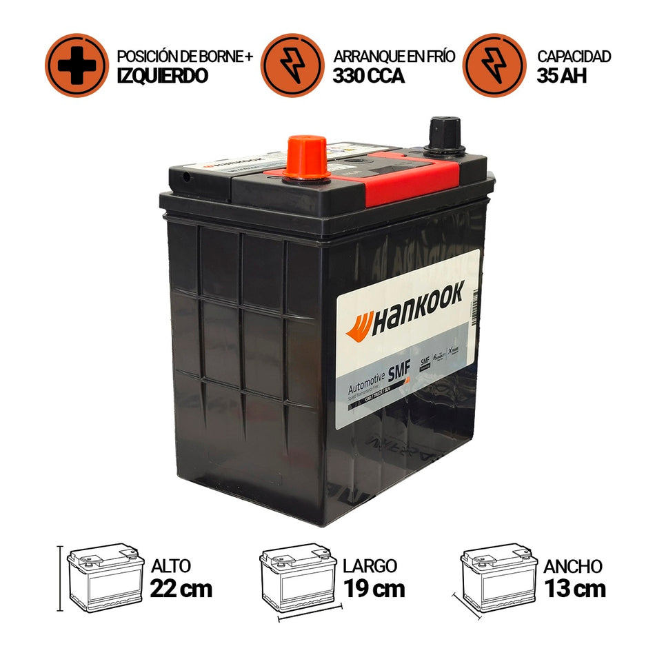 Bateria Hankook 35Amp.Mf40B19R (Cca330)