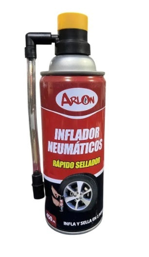 SELLADOR E INFLADOR DE NEUMATICOS DE EMERGENCIA ARLON 450ML