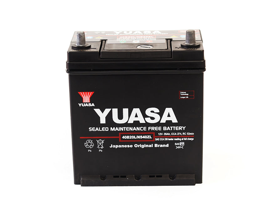BATERIA YUASA 35AMP. 40B20L CON PESTAÑA (CCA330) - +
