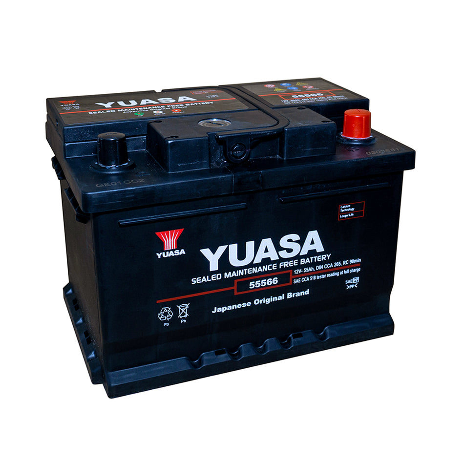 BATERIA YUASA 55AMP. 55566 (CCA518) - +
