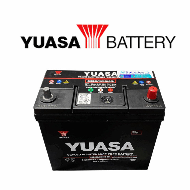BATERIA YUASA 45AMP. 60B24L (CCA440) - +