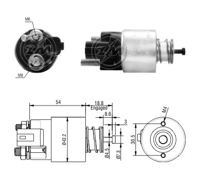 ZM-391 SOLENOIDE ZM C/ ENCHUFE HYUNDAI ELANTRA, HYUNDAI I20, KIA CERATO 1.6, KIA SOUL, CON ARRANQUE VALEO 12V., 36120-2B100, 691 CERATO 2.0LX, 2.4L,872