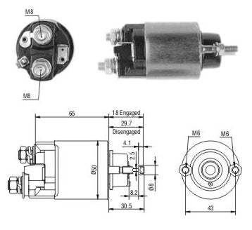 ZM-707 SOLENOIDE SUZUKI ALTO 800 F8B, SUZUKI SB308, SUZUKI SK-410, SUZUKI MARUTI, CON ARRANQUE NIPPONDENSO 12V., (CON AYUDA PARTIDA ZM707, 053400-8510)