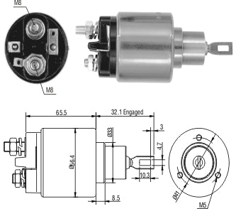 ZM-573 SOLENOIDE 12V CON ENCENDIDO BOSCH FIAT 147, FIORINO 1.3, PREMIO 1.3, UNO 1.3, 1.5, CHEVROLET MONZA 2.0, CHEVETTE, CHEVY 500, AUDI 100 2.2, 200 2.2, 4000, 5000, VOLKSWAGEN GOLF 1.8, PASSAT 2.0 (0331303024)