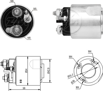 ZM-6492 SOLENOIDE MOTOR DE PARTIDA ENC VALEO RENAULT CLIO KANGOO LAGUNA LOGAN MEGANE SANDERO SCENIC 12V (594438) ZM BRASIL