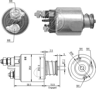ZM-1495 SOLENOIDE ZM 12V FIAT PUNTO 1.3, DOBLÓ, RENAULT, PANDA, LANCIA 1.3, 594646, 46823548, 55204116