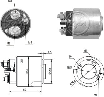 ZM-2492 SOLENOIDE ZM VALEO 12V, PEUGEOT 206 1.0, RENAULT CLIIO 1.0, KANGOO 1.0