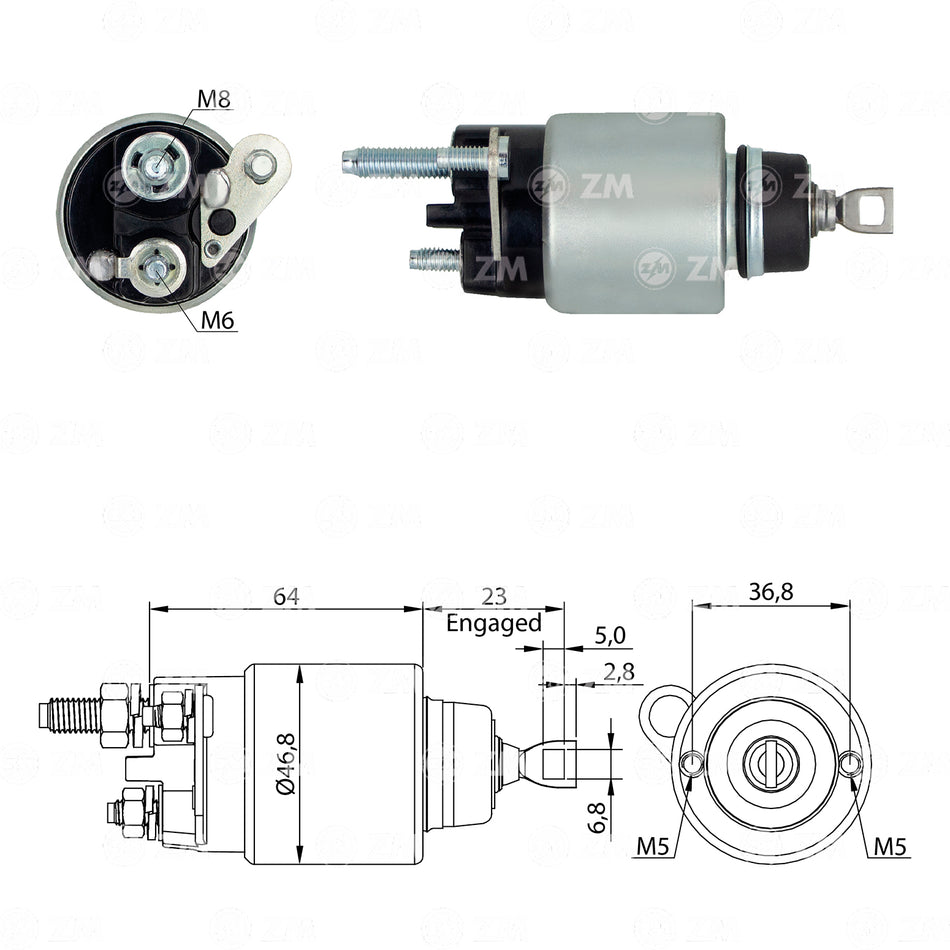 ZM-4281 SOLENOIDE ZM BOSCH 12V, FORD ECOSPORT 1.5, FORD KA, 2339345053, 0001192094